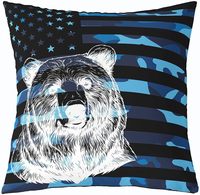 Housse de coussin en forme d'animal, 4 pièces, bleu, drapeau américain, ours, loup, cerf, adapté à la maison, à la chambre à coucher, au canapé, taie d'oreiller camouflage