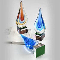 Trophée en verre Forme de goutte d'eau ColorModel Vente en gros de cristal vierge K9 Logo personnalisé Gravure laser 3D et impression couleur Sports