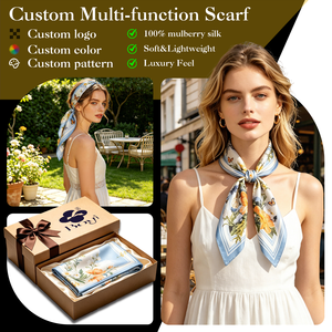 Custom Design Versatile 100% <strong>Silk</strong> Scarf Multi-use Hair Tie Bag Handle Decor Polka Dot Plaid Elegant for Professional Multi-way - Product Image 1