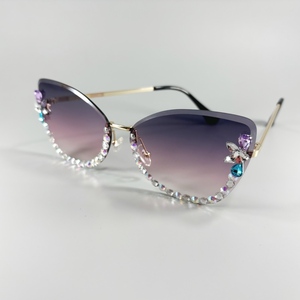 2025 nuova moda <span class=keywords><strong>occhiali</strong></span> da <span class=keywords><strong>sole</strong></span> con struttura in lega arancione Cat Eye <span class=keywords><strong>occhiali</strong></span> da <span class=keywords><strong>sole</strong></span> da ragazza squisiti con strass decorativi senza cornice - Product Image 5