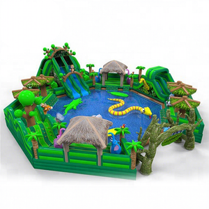 <span class=keywords><strong>Parque</strong></span> Acuático Inflable Gigante con Tobogán y Piscina, Diseño de <span class=keywords><strong>Animales</strong></span> Salvajes Verdes, para Niños - Product Image 4