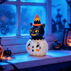 Ornamento in Resina Gatto Nero per Halloween e Giorno dei Morti - Dimensioni Personalizzabili, Prodotto in Cina per Feste o Regali - Product Image 2