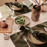 Set de table en lin naturel réutilisable pour la maison ou le restaurant, style rustique, coloré et simple
