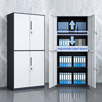 Armoire de classement en acier à 4 portes, verrouillable, avec étagères réglables, pour le rangement de documents, armoire de classement en métal