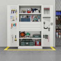 Armoire à outils en acier moderne à 2 portes avec 4 étagères réglables, armoire de rangement en métal pour garage, pliable pour une utilisation en extérieur et pour la salle à manger