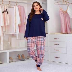 Conjunto de pijamas suaves de talla grande para mujer, Top de manga larga y pantalones, pijamas de dormir, ropa de casa, pijamas cómodos y acogedores para niña - Product Image 1