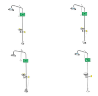 Douche de lavage oculaire de sécurité contemporaine en acier inoxydable trempé, avec support intégré, pour mobilier de laboratoire d'énergie, de conception délicate