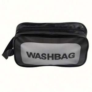 Bolsa de Maquillaje y Artículos de Aseo Transparente, Portátil, Moderna, de PVC+PU Esmerilado, con Serigrafía Personalizada, Impermeable, para Viaje - Product Image 1