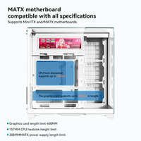 Casing PC MATX ITX Mendukung GPU 400mm, Pendingin CPU 157mm, PSU 200mm, 4 Slot PCIe, Kaca Temper, untuk Pembuat PC Gaming