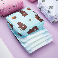 WAALUU Sac de rangement portable pour serviettes hygiéniques, grande capacité, petit sac mignon à motif de dessin animé pour les règles des filles