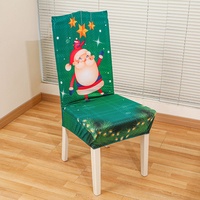 Housses de chaise rectangulaires et nappes de Noël imprimées avec motifs rennes et bonhommes de neige, élastiques, entièrement couvrantes et réutilisables