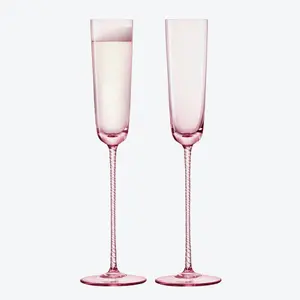 Ebay Топ продаж 2023 LSA Международный Набор из 2-х театральных бокалов цвета шампанского с плетеными деталями на стеблях оплетка/Рассвет розовый/дымчато-серый