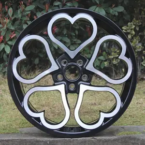 T6061 I love you 5/4x100/112/114.3/120 14 15 matt black heart shape forged car alloy wheel rim for car from factory