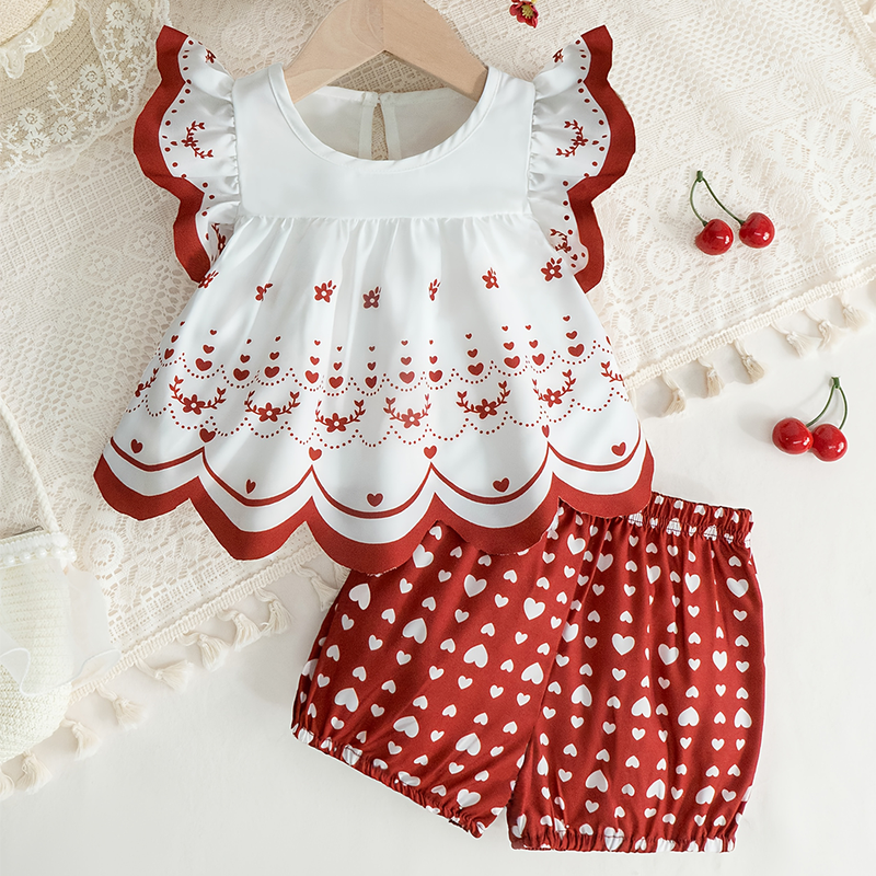 Baby Girl Cute Heart Printed Breathable