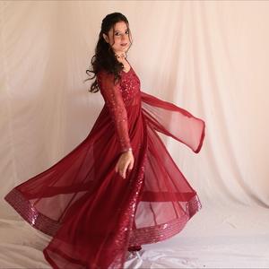 Ensemble de costume Anarkali brodé en marron pour femmes Unity Luxure, élégant pour les fêtes et les mariages - Product Image 3