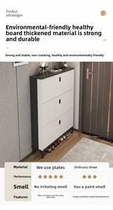 Gabinete Zapatero de Aglomerado Ultrafino para la Entrada con Almacenamiento Abatible de Gran Capacidad Integrado <span class=keywords><strong>Muebles</strong></span> de Lujo para el Hogar - Product Image 4