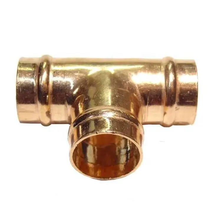 Nhà Máy Sản Xuất Solder Ring Equal Tees Ống Phụ Kiện Cho Nước Nóng/Lạnh Và Hệ Thống Sưởi Ấm Trung Tâm Brass/Copper