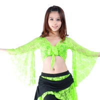 Offre Spéciale haute qualité femmes filles pratique Costume dentelle papillon manches danse du ventre haut