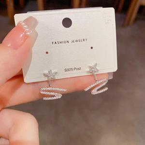 Pendientes <span class=keywords><strong>de</strong></span> Estrella con Circonita Cúbica, Plata 925, Joyería <span class=keywords><strong>de</strong></span> Moda al por Mayor, Accesorios para Mujer - Product Image 3