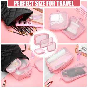 Mesh PVC Cosmetic Makeup <b>Bag</b> Toiletry Pouch with Zipper, Mini Wash <b>Bag</b> <b>Make</b> <b>up</b> Storage Organizer Cosmetic Travel <b>Bag</b> Transparent - Product Image 4