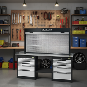 Fasano <b>Tools</b> Workbench With Pegboard Back Panel And <b>Drawers</b> For Garage Storage - Product Image 3
