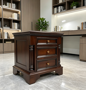 Traditional Dark <b>Walnut</b> Wood Nightstand 3-<b>Drawer</b> Antique Turned Leg Bedroom Storage Cabinet - Product Image 6