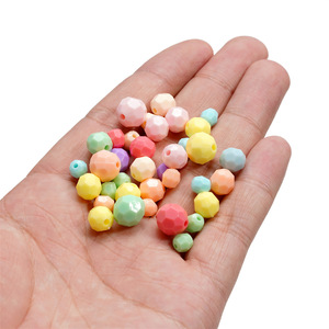 Perles rondes à facettes en acrylique de 10mm, perles dispersées pour la fabrication de bracelets et de colliers pour enfants - Product Image 3
