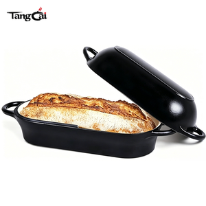 Four à pain hollandais rectangulaire noir 2-en-1 en fonte émaillée antiadhésive pour la cuisson maison du pain au levain - Product Image 2