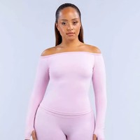Haut de yoga pour femme à épaules dénudées, manches longues, réversible, séchage rapide, anti-transpiration, extensible dans quatre directions, écologique, imperméable