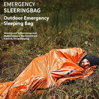 Sac de couchage d'urgence portable et imperméable de style enveloppe, équipement de camping en plein air, couverture en Mylar pour l'hiver