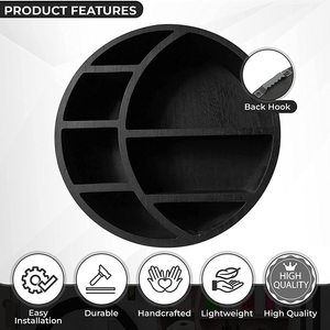 Wooden Floating <strong>Moon</strong> <strong>Shelf</strong> Wall Decor Mount Storage for Crystals and Essential Oils - Product Image 3