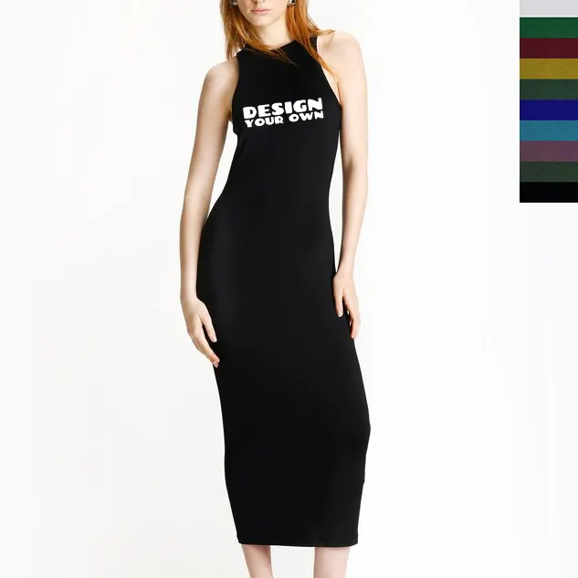 2024 새로운 패션 개인 빈 t 셔츠 원피스 하이 퀄리티 도매 사용자 정의 개인 레이블 여성 의류 원피스