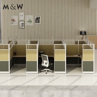 Postes de travail modulaires modernes en bois pour 8 personnes, cloisons de bureau, mobilier de bureau en gros