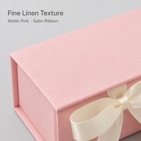 Boîte cadeau personnalisée rose blush à fermeture magnétique avec ruban en satin crème et nœud, pliable, emballage plat, vente en gros directe d'usine pour la vente au détail