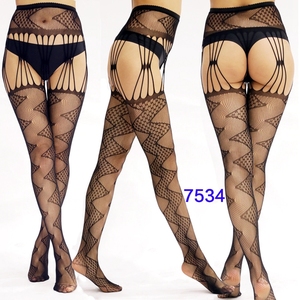 En gros Lingerie sexy pour femme, Collants longs résille <span class=keywords><strong>opaque</strong></span>, Patchwork, Élastique, Collants noirs transparents avec porte-jarretelles - Product Image 6