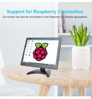 Moniteur LCD carré de 12 pouces pour HDMI CCTV TFT LED, montage sur panneau pour TV de voiture, moniteurs Raspberry Pi avec haut-parleur intégré pour ordinateur de bureau