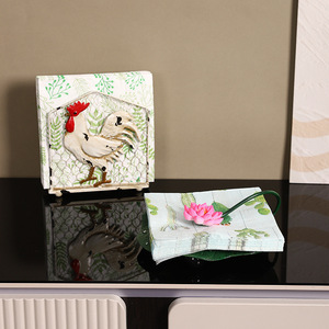 Porte-mouchoirs en fer vert en forme de feuille de lotus Mystic Arts avec fleur rose, accessoire décoratif pour la maison - Product Image 5