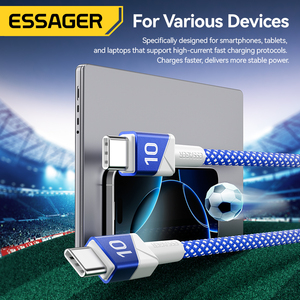 Câble de charge rapide USB-C vers USB-C ESSAGER ES-X79 1M 2M pour téléphone portable, ordinateur portable, 100W 5A, pour <span class=keywords><strong>iPhone</strong></span> 15 16 17 - Product Image 4