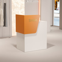 Comptoir de caisse pour petit salon de beauté et de manucure, réception pour influenceurs, simple, économique, commercial, de style crème, table de bar oblongue
