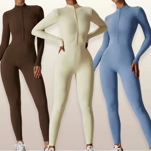 <span class=keywords><strong>Tuta</strong></span> <span class=keywords><strong>Intera</strong></span> da <span class=keywords><strong>Donna</strong></span> Personalizzabile con LOGO, in Spandex, Aderente, a <span class=keywords><strong>Maniche</strong></span> <span class=keywords><strong>Lunghe</strong></span> con Zip, per Palestra e Yoga - Product Image 2