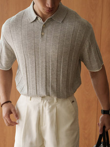 Chemises polo en tricot léger pour hommes, respirantes, décontractées, style streetwear, personnalisables avec logo, t-shirt polo pour hommes - Product Image 5