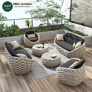 Ensemble <span class=keywords><strong>de</strong></span> canapés d'extérieur modernes et légers en osier <span class=keywords><strong>de</strong></span> Foshan, imperméables, portables, style pouf, pour application en ferme - Product Image 1