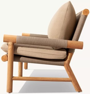 Juego de Sofás de Jardín de Madera de Teca Maciza de Diseño Minimalista Rústico y Premium para Exteriores - Product Image 4