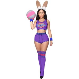ZHEZHE Space <strong>Lola</strong> Rabbit Cosplay <strong>Costume</strong> Rabbit <strong>Bunny</strong> Jam <strong>Costumes</strong> Women Girls Halloween Party Clothes Tops Shorts Outfit Set - Product Image 2
