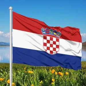 Рекламная продукция, заводской логотип на заказ, 3x5 футов, 100% полиэстер, прочный наружный пользовательский флаг Хорватии