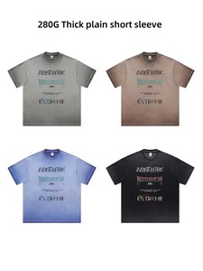 T-shirt Rétro Personnalisé Écologique 250g – Effet Délavé Nostalgique 100% Coton pour Homme Coupe Ample Épaules Tombantes Respirant - Product Image 4