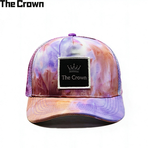 Casquette Trucker Tie-Dye Personnalisée avec Logo, Patch Tissé, Dos en Maille, Fermeture Snapback, Violet Rose, Streetwear, Vente en Gros - Product Image 1