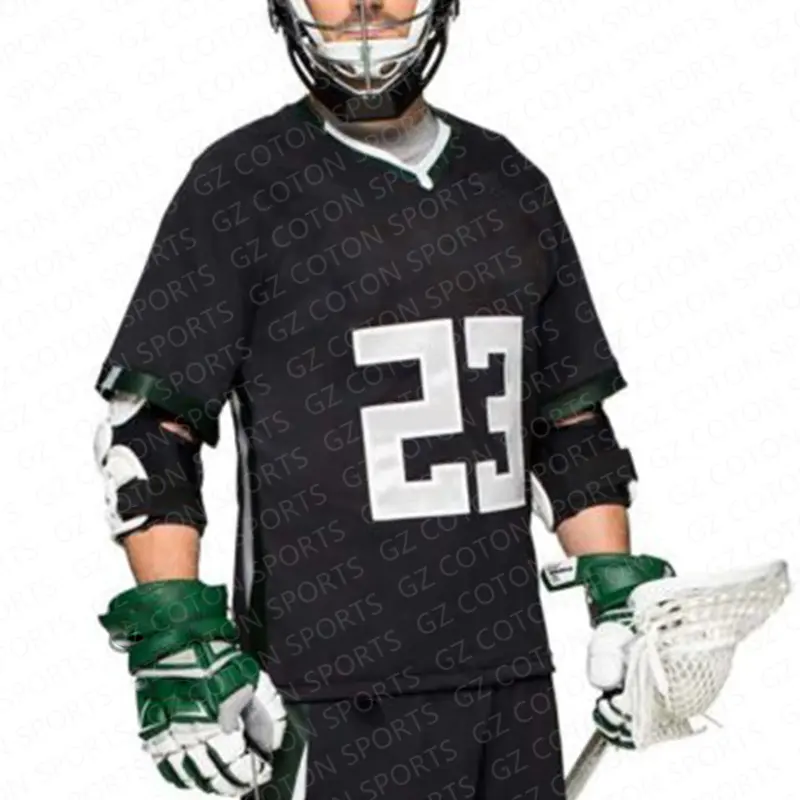 Abbigliamento sportivo in poliestere personalizzato con scollo a V in jersey di Lacrosse divise da Lacrosse sublimate a mezza manica di alta qualità