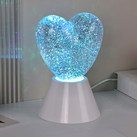 Nouveauté enfant cadeau 3D couleur changeante lumière blanc plastique Base décor à la maison paillettes veilleuses avec abat-jour en forme de coeur