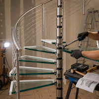 Escalier en colimaçon moderne, kit d'escaliers flottants intérieurs, escalier modulaire en verre trempé et acier, appartement écologique et sûr